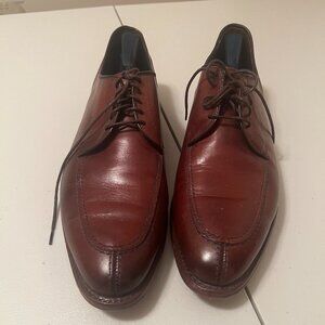 Allen Edmonds LaSalle Shoes Men's 10.5D Leather Derby Chili Brown Split Moc Toe